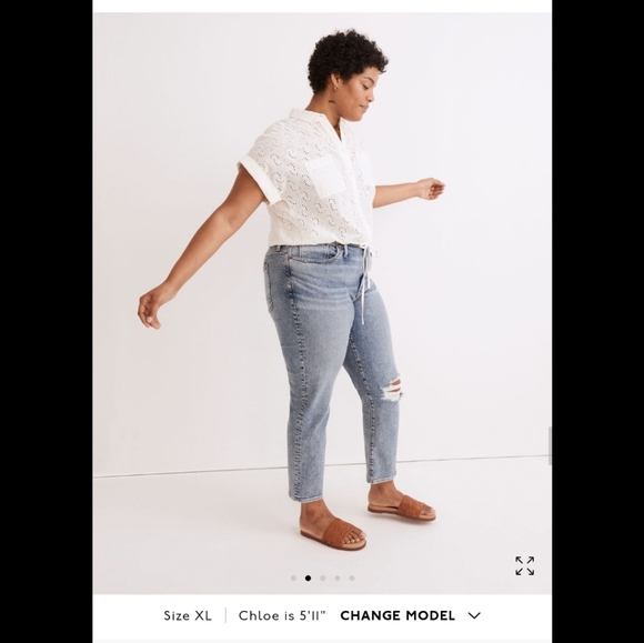 Madewell eyelet button up drawstring top XL - Picture 5 of 7